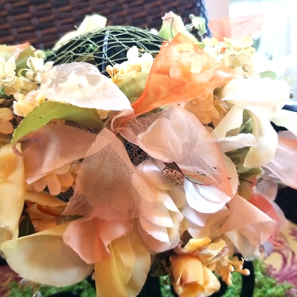 60s CHRISTIAN DIOR Luxury EASTER 7" Flowers Ribbon UNION Garden Chapeaux Hat EVC - Picture 10 of 16
